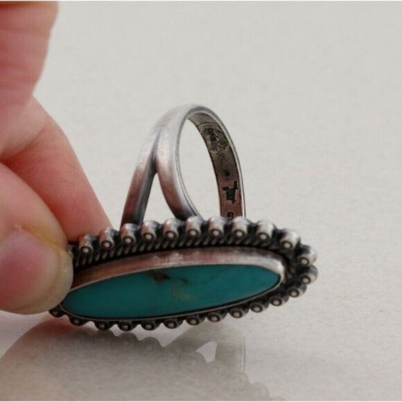 Sterling Silver Natural Turquoise Ring Size 8 1/2 - Picture 7 of 7